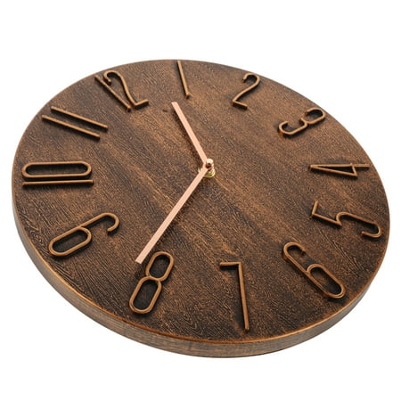 Quartz Wall Clock Non Ticking Silent Battery Operated Round Wall Clock Modern Simple Style Decor Clock for Home Office School Kitchen/Bedroom Living Room Brown