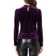 thumbnail image 3 of INSPIRAR CHIC Blusa de Manga Larga con Panel de Malla y Puntos Suizos, Corte en V, Talla XL, Púrpura Oscuro, 3 of 6