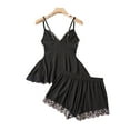 thumbnail image 5 of JSGEK Womens Sweetness Cami Set Lace Camisole Lingerie Nightwear V Neck Top and Shorts Comfy Cute Pajamas Lounge Sets Black M, 5 of 8
