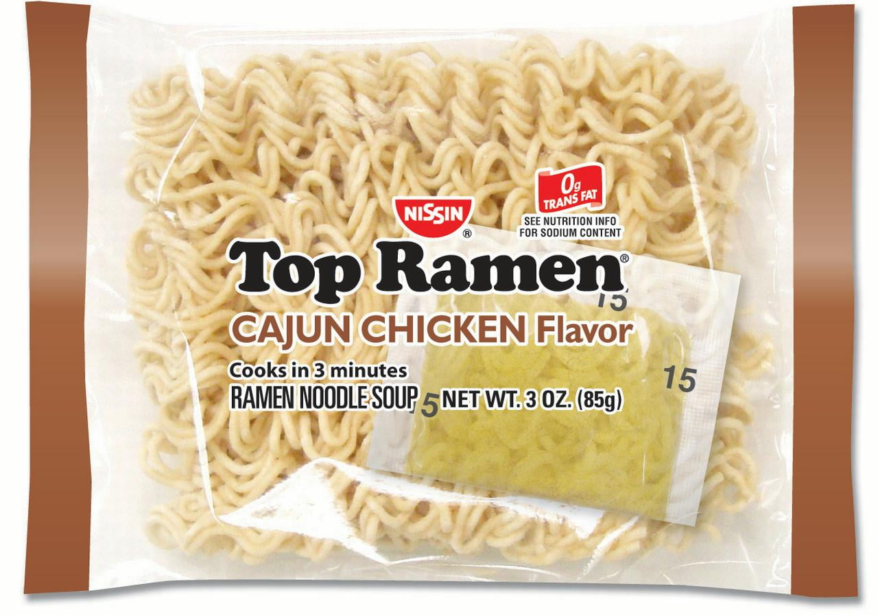Nissin Top Ramen Noodles Cajun Chicken 3 Oz 24 Ct Walmart Com Walmart Com