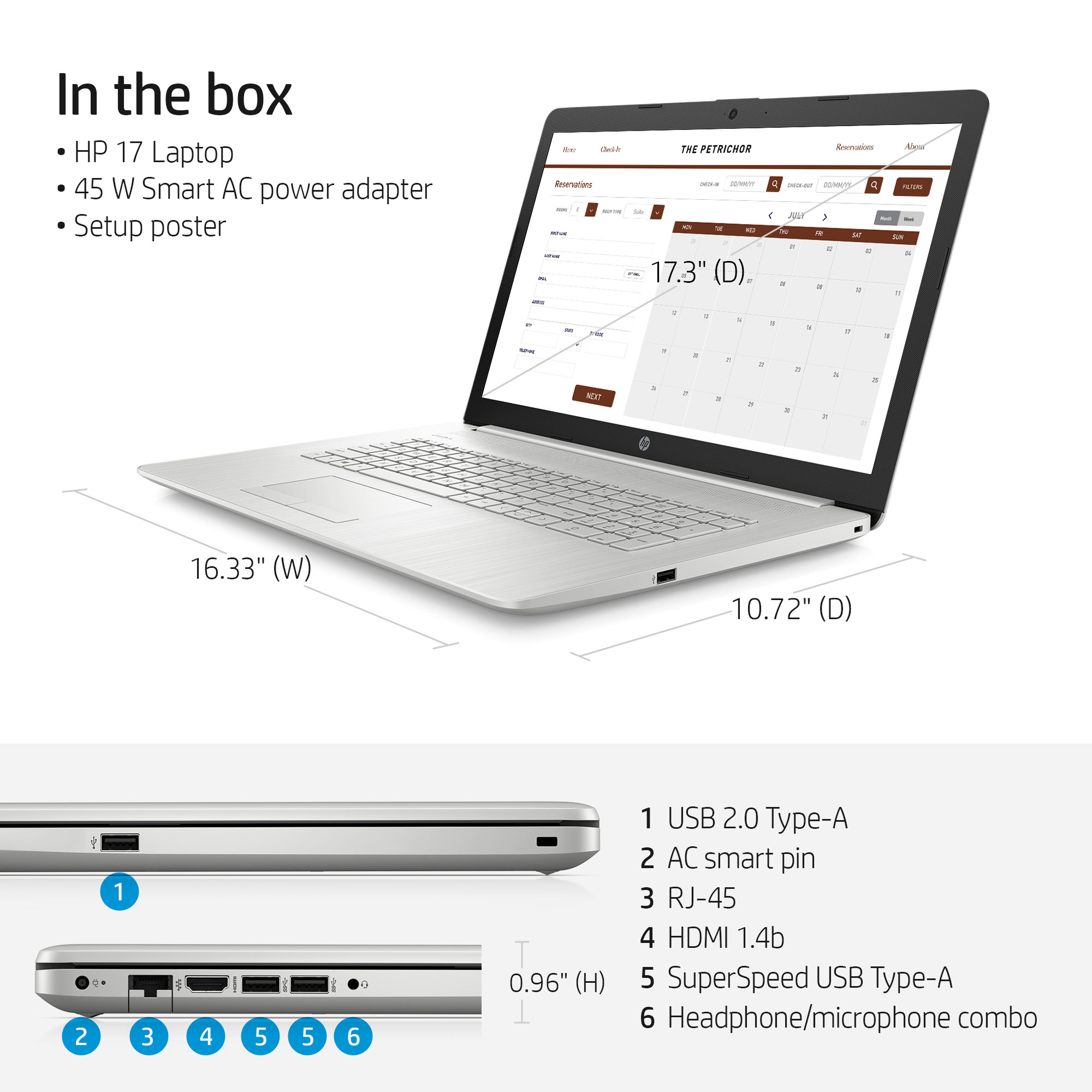 HP 17.3" FHD, Intel Core i5-1135G7, 8GB RAM, 512GB SSD, Natural Silver, Windows 11 Home, 17-by4061nr - image 5 of 6