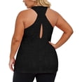 thumbnail image 4 of Lkhaha Women Plus Size Racerback Tank Tops Solid Casual Sleeveless Tees Workout Blouse Black XXL, 4 of 6