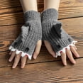 thumbnail image 1 of Womens Handmade Knitted Autumn Winter Gloves Retro Crochet Gloves, 1 of 5