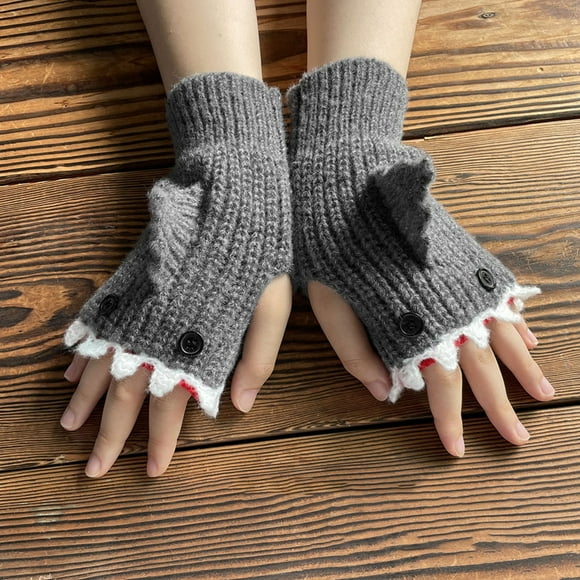 Womens Handmade Knitted Autumn Winter Gloves Retro Crochet Gloves