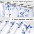 thumbnail image 4 of Blue and White Floral Shower Curtain Aesthetic, Plant Spring Dusty Blue Flower Decorative Shower Curtains for Bathroom 72" W x 72" L, 4 of 7