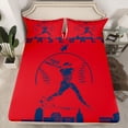 thumbnail image 2 of Homewish Cartoon Baseball Athlete Bed Sheets for Kids, Cartoon Ball Gaming King Sheets, Red Navy Stripes Sheet Set, Super Cozy Room Decor, 4 Pieces, 2 of 7