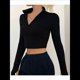 thumbnail image 5 of Camisas de Larga para Mujer, Blusas Informales de Negocios con Cuello en V, Suéter de Punto Acanalado, Blusas Ajustadas, Ropa Y2k Negro M, 5 of 8