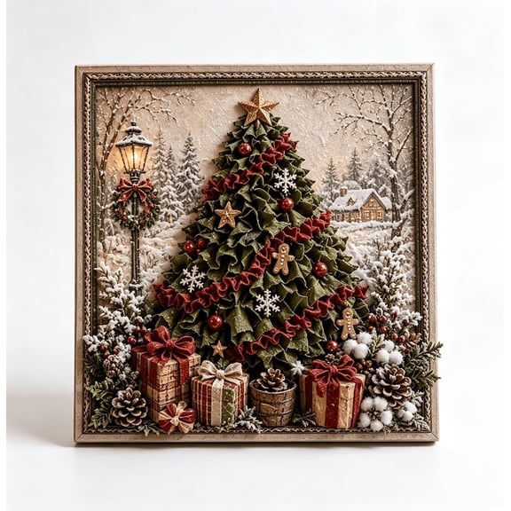 3D Christmas Fabric Poke Art Kit| DIY Christmas Craft Kit with Simple Illustrated Guide,Handmade Fabric Poke Art Kit for Adults and Beginners,A