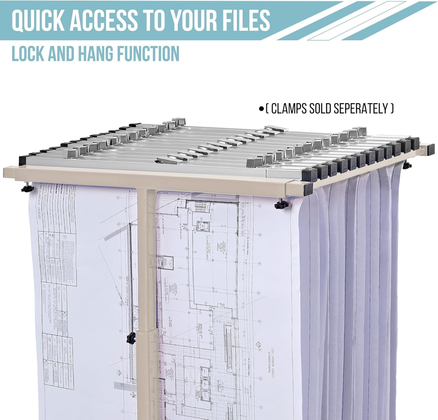 Adir Mobile Blueprint Storage Rack - Adjustable and Portable Vertical Blueprint Holder