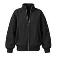 thumbnail image 4 of Edvintorg Jackets for Women Trendy Loose Casual Long Sleeve Coat Zip up Collared Outerwear with Pocket Women Clothing S-2XL Black, 4 of 5