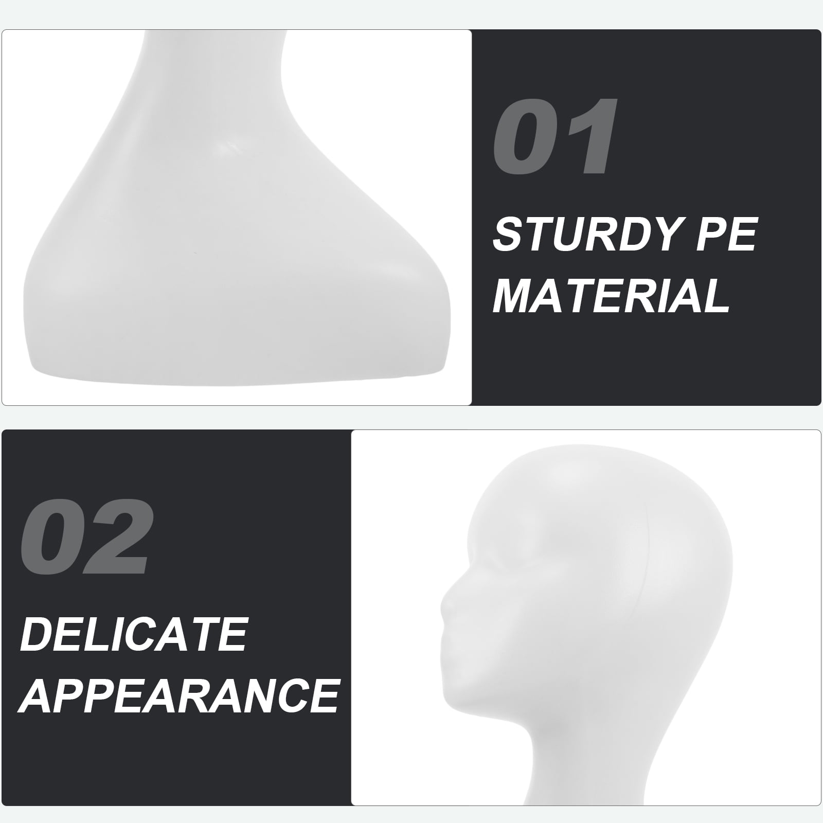 LULULION White Female Mannequin Head Model for Wig Hat Scarf Display with Shoulder for Decoration