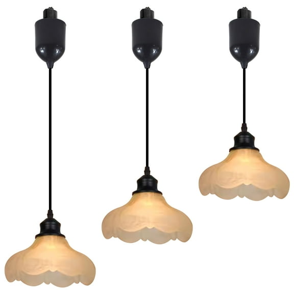 Kiven H-Type track lighting pendants Adjustable Height,3-Light Modern Brown Frosted Glass h track pendant lights,Decorative Track Lighting Fixture for Kitchen Island Hallway TB3504