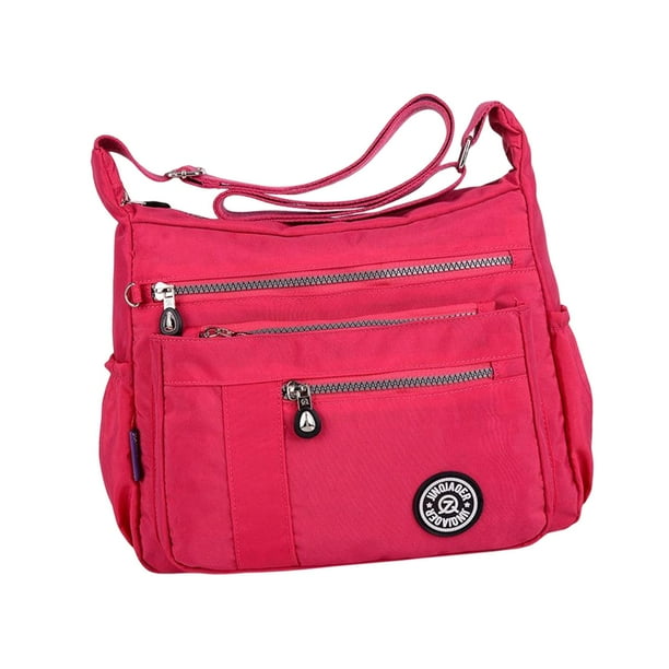 Bolso de hombro para mujer, bandolera, bolso de mano para mujer, bolso de viaje, múltiples bolsillos Rosa roja