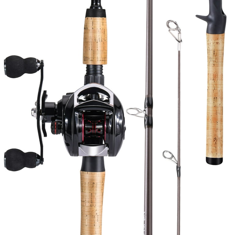 Sougayilang Baitcasting Fishing Rod and Reel Combo, Medium 6'/7' Low  Profile with SuperPolymer Handle(2 Pieces 6ft Left)