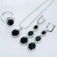 thumbnail image 3 of K-KED Created Cubic Zirconia Necklace Earrings Rings 925 Silver Women Delicate Jewelry set-Black-7, 3 of 6