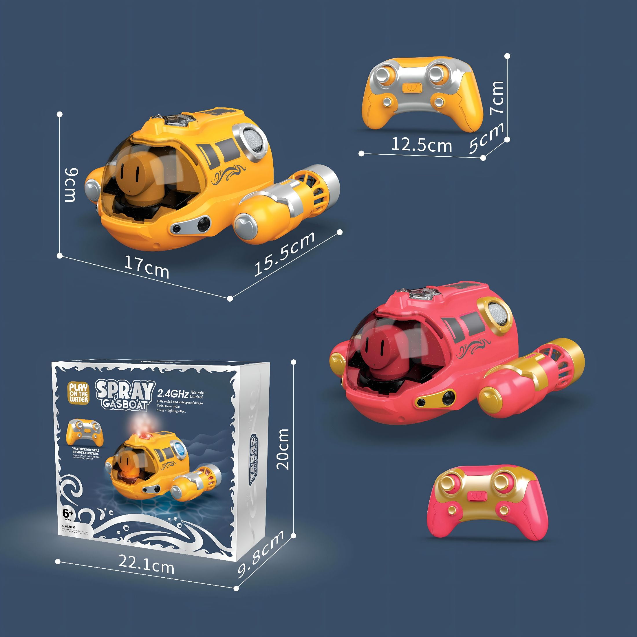 BESTSKY 2026 New Remote Control Boat with Spray,2.4Ghz Waterproof Rc Submarine for Pools & Lakes,20+ Min Play for Pool,Lake,Beach,Backyard,Water Fun