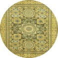 thumbnail image 1 of Ahgly Company Indoor Round Abstract Golden Brown Yellow Abstract Area Rugs, 4' Round, 1 of 6