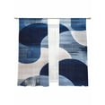 thumbnail image 6 of Blue Geometric Sheer Curtains for Living Room Bedroom Vintage White Blue Abstract Art Sheer Curtains 63 Inch Long 2 Panels Set Light Filtering Curtain Window Treatments Drapes for Dining Room, 6 of 6