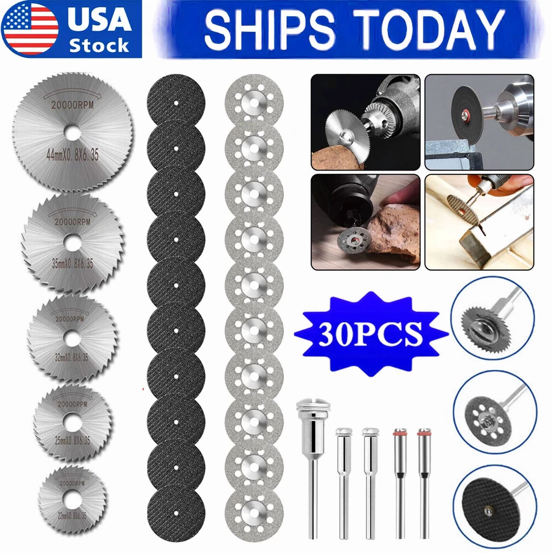 30Pcs Cutting Wheel Set Drill W/ 1/8" Mandrel For Dremel Rotary Tool Accessories