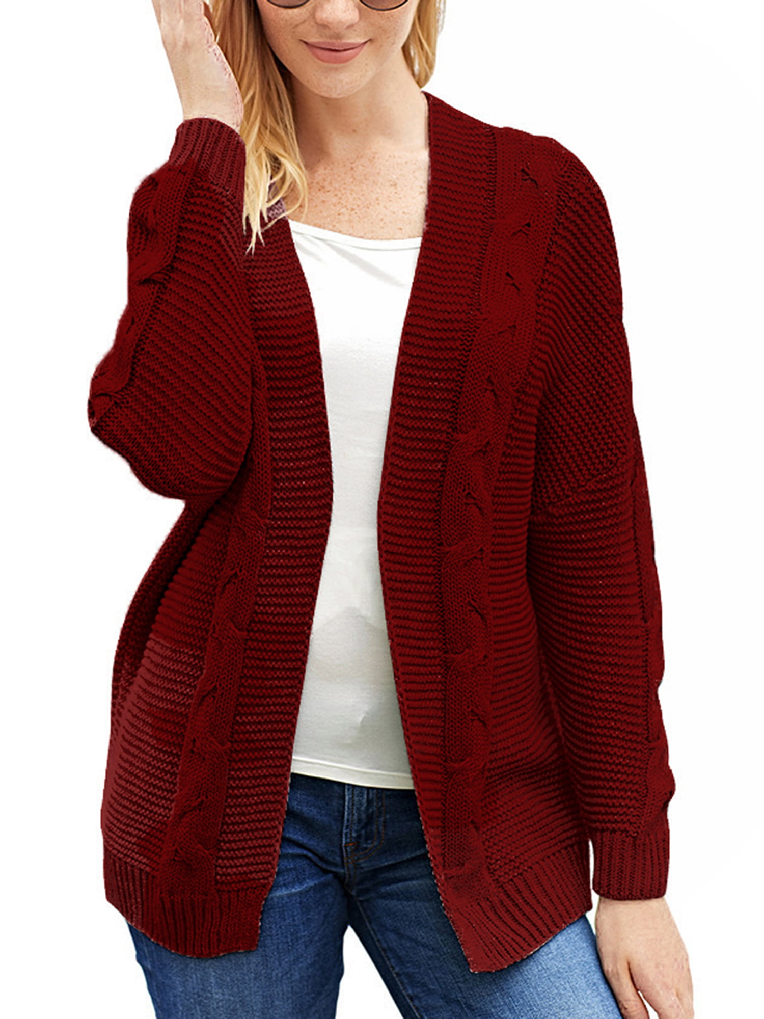 Fashion Sweaters Long Sweaters Asos Long Sweater red cable stitch casual look 