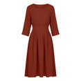 thumbnail image 6 of Aellinatey Women's linen dress, cotton dress, ruffled long-sleeved round neck dress, beach vacation outfit., 6 of 10