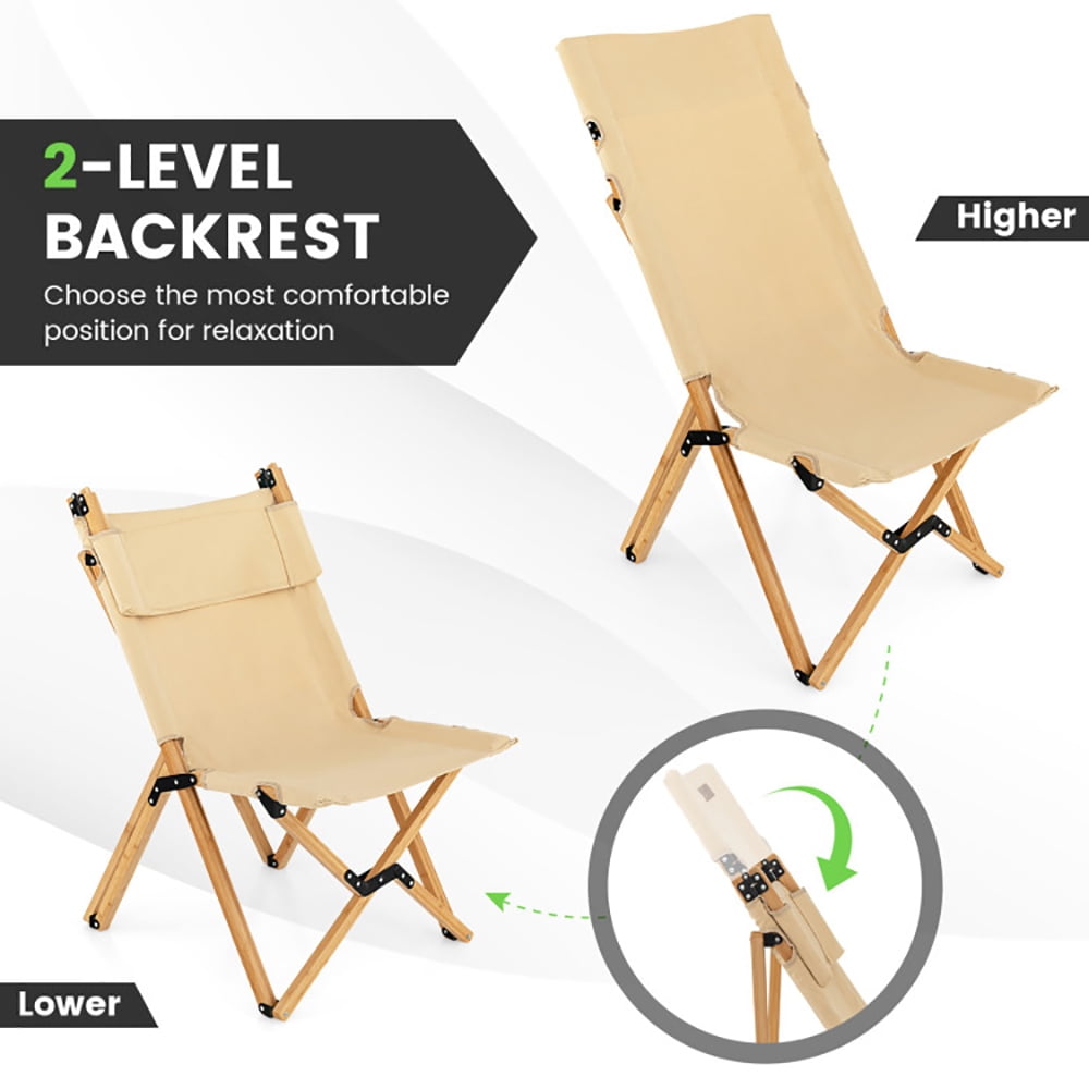 Aimee Lii Bamboo Folding Camping Chair with 2-Level Adjustable Backrest, Portable Chairs for Adults, Comfy Outdoor Chair, Natural Aimee Lii Bamboo Folding Camping Chair with 2-Level Adjustable Backrest, Portable Chairs for Adults, Comfy Outdoor Chair, Natural