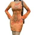 thumbnail image 3 of Yuemengxuan Woman Trendy Color Block Dress, Abstract Print Long Sleeve Round Neck One-piece, 3 of 9