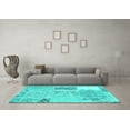 thumbnail image 3 of Ahgly Company Machine Washable Indoor Rectangle Patchwork Turquoise Blue Transitional Area Rugs, 7' x 10', 3 of 4