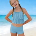thumbnail image 5 of BFHHYA Teens Girls Summer Swimsuit 2 Piece Ruffle Tankini Swimsuits with Shorts Tween Beach Bathing Suit Size 6-15 Years, 5 of 8