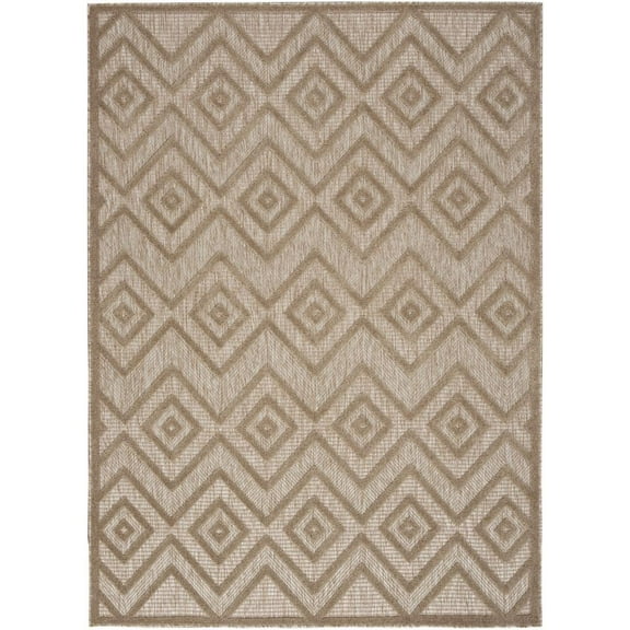 HomeRoots 6' X 9' Natural Beige Argyle Indoor Outdoor Area Rug
