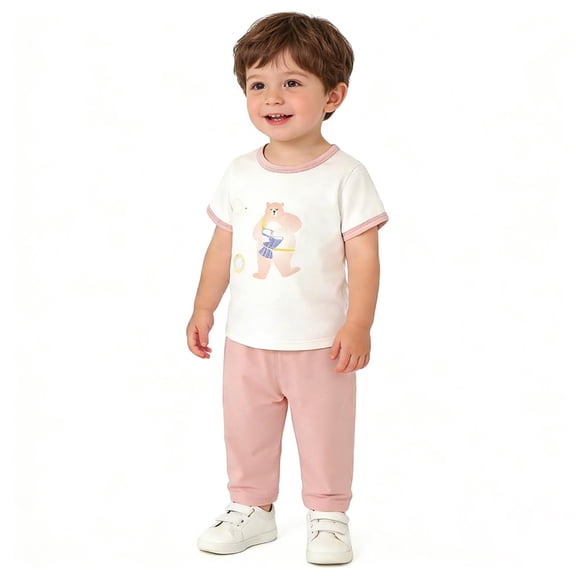 Sentuca Summer Boys Outfit Sets Casual Graphic Tees and Pants Two Piece Thin Suit for Baby Clothes