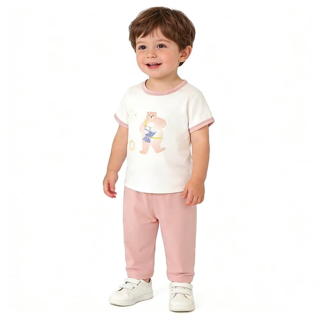 Ropa fina de verano para bebés, hecha de poliéster, para hombres y mujeres, para recién nacidos, con aire acondicionado, pijama de manga corta y cuello redondo.