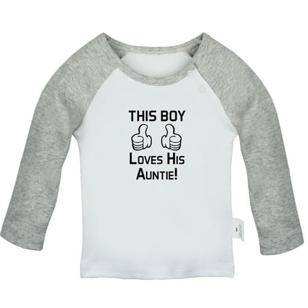 

This Boy Loves His Auntie Funny T shirt For Baby Newborn Babies T-shirts Infant Tops 0-24M Kids Graphic Tees Clothing (Long Gray Raglan T-shirt 0-6 Months)