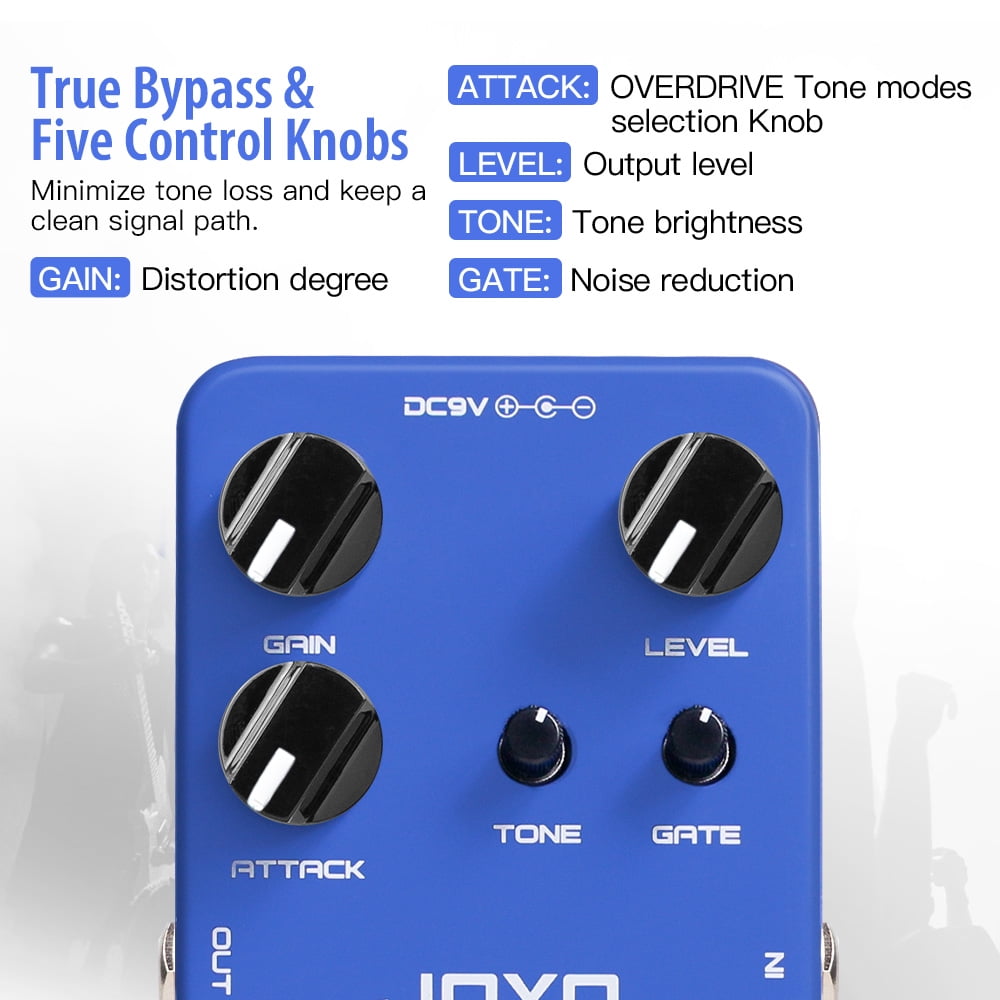 JOYO JF-23 Overdrive Guitar Effect Pedal with Multi-mode and Built-in Noise Gate for Electric Guitar Bass True Bypass Design