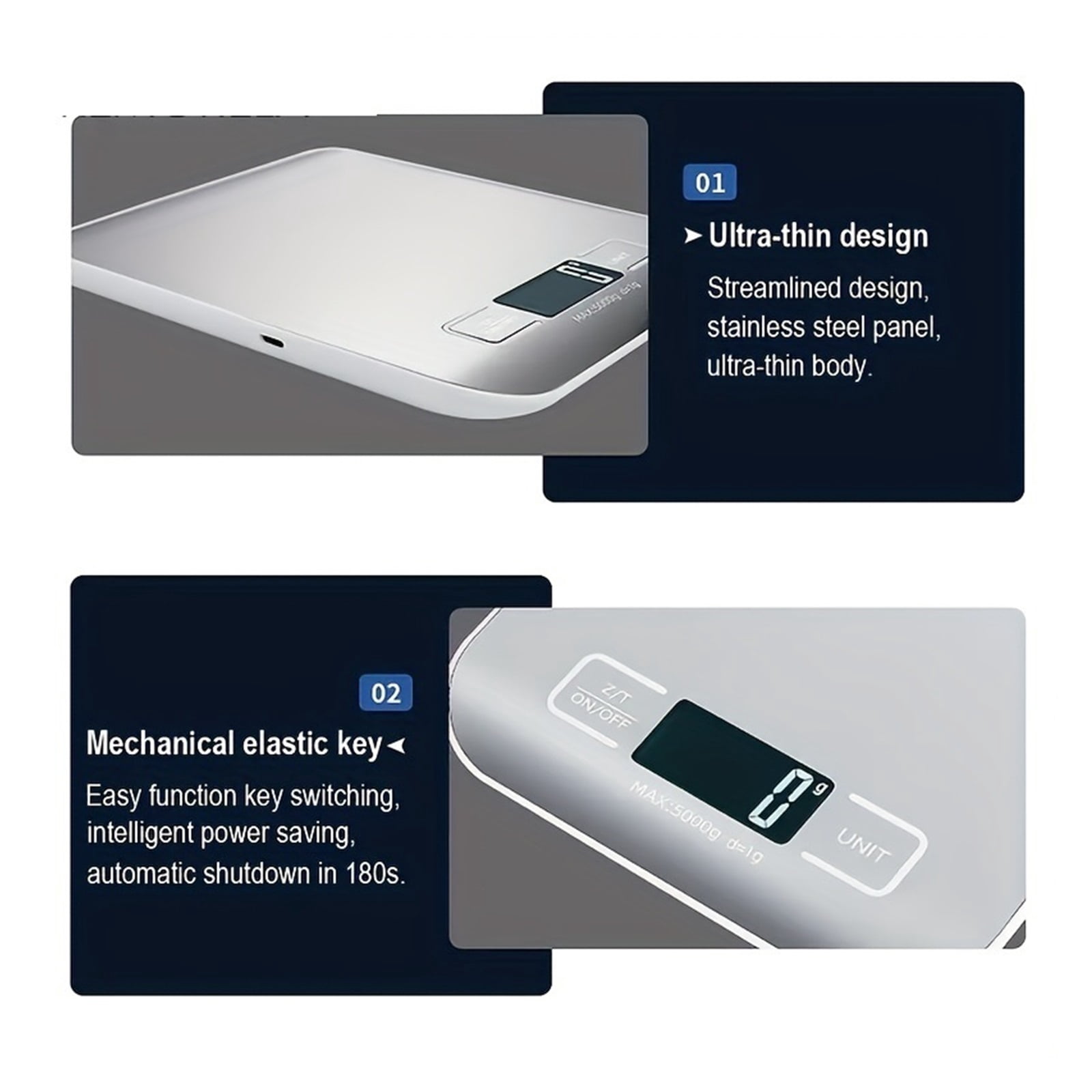 5kg/10kg Stainless Steel Electronic Scale, Kitchen Scale Household Food Fruit Snack Weighing Baking Tool