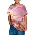 thumbnail image 6 of Kids Space Galaxies T Shirts Short Sleeve 3D Graphic Tees Shirts Funny Crew Neck T-Shirts Neon Novelty Clothes Pink， 5 Years, 6 of 7