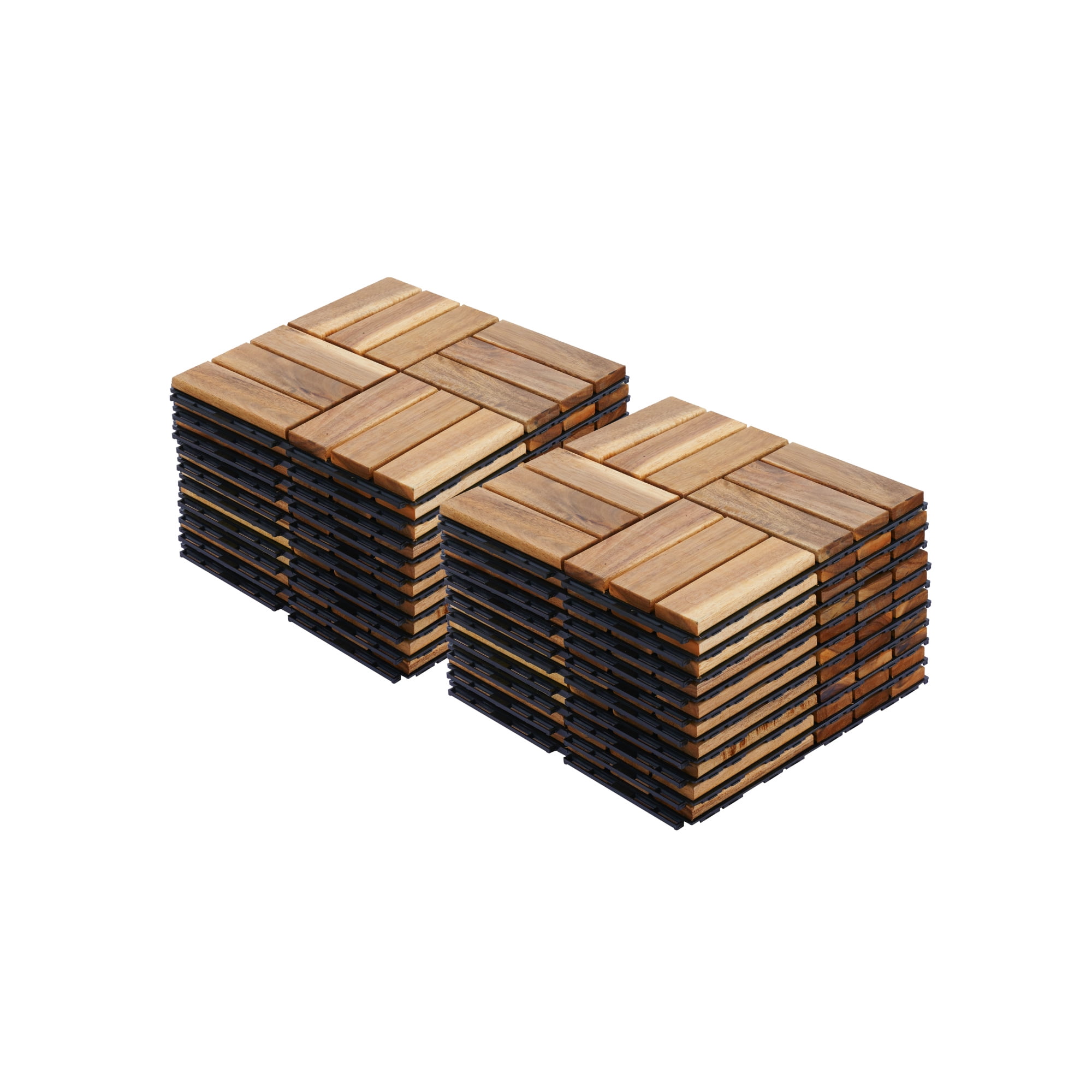 Miniyam 20 PcsInterlocking Deck Tiles, Acacia Solid Wood, 12x12 inch, Outdoor Garden, Natural