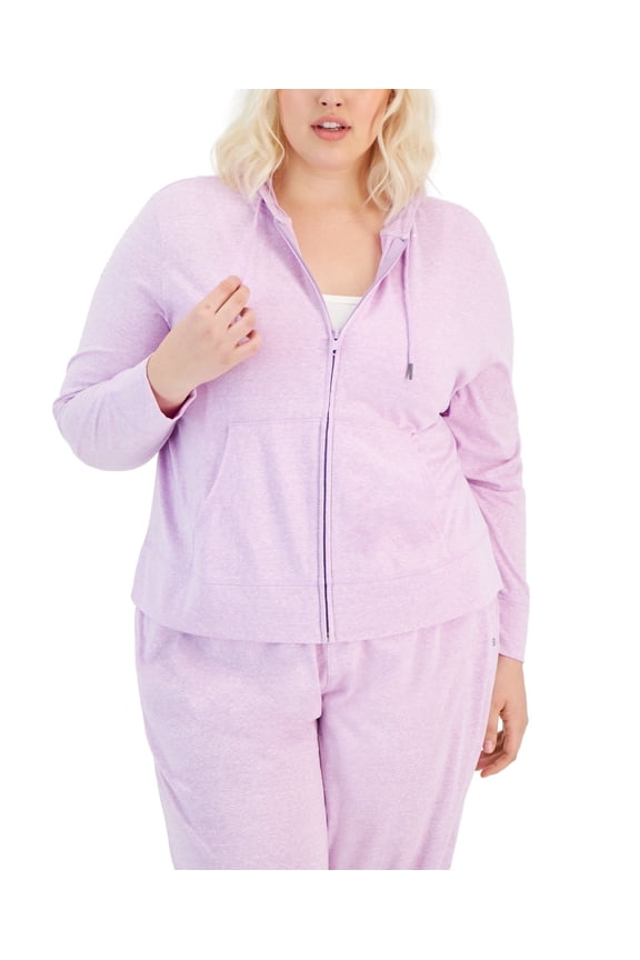 Plus Size Full-Zip Hooded Jacket Crocus Petal 2X