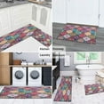 thumbnail image 6 of Boho Vintage Square Pattern Kitchen Rugs and Mats Sets Of 2,Kitchen Decoration Rugs,Rubber Backing Non-Slip Floor Mat for Sink Washable Waterproof Laundry Room Runner Rugs, 6 of 7