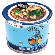 One Culture Foods Bone Broth Instant Cup Noodles, Taiwanese Beef Noodle - Natural - Non-GMO (Pack of 8)