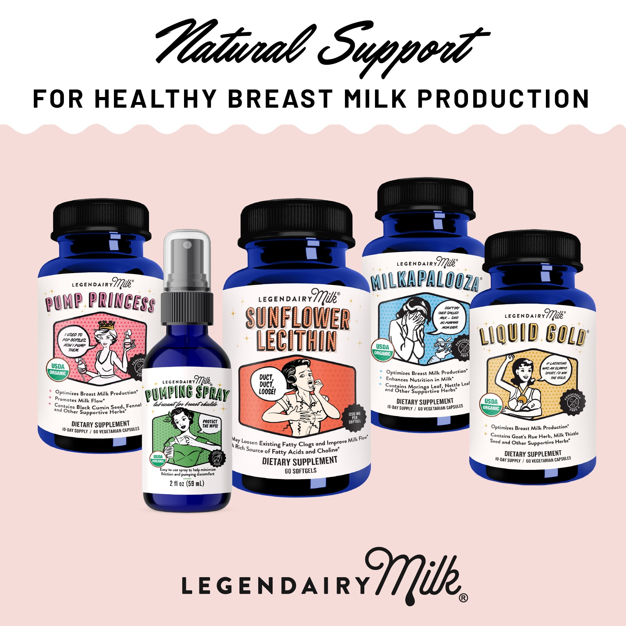 Legendairy Milk Pumping Spray 4 oz., Helps Sore Nipples & Clogged Ducts,  Organic Lubricant for Breast Shields and Flanges, Vegan Breast Pump Spray