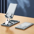 thumbnail image 1 of Soporte de teléfono celular ULIKTO plegable de aluminio para iPhone, color gris, 1 of 6