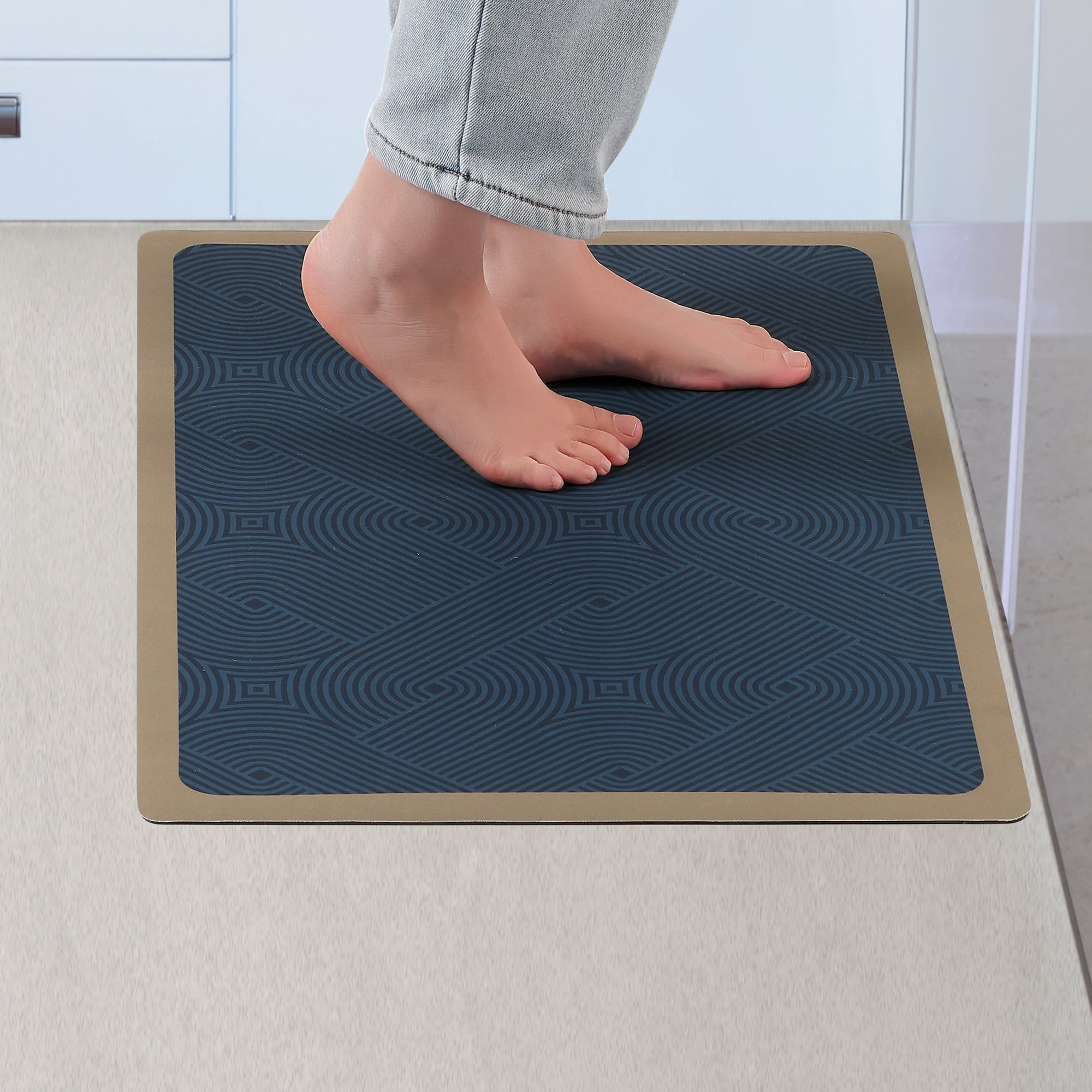 Unique Bargains Kitchen Mats for Floor Machine Washable Kitchen Rugs Non Slip Backing Blue 20" x 32"