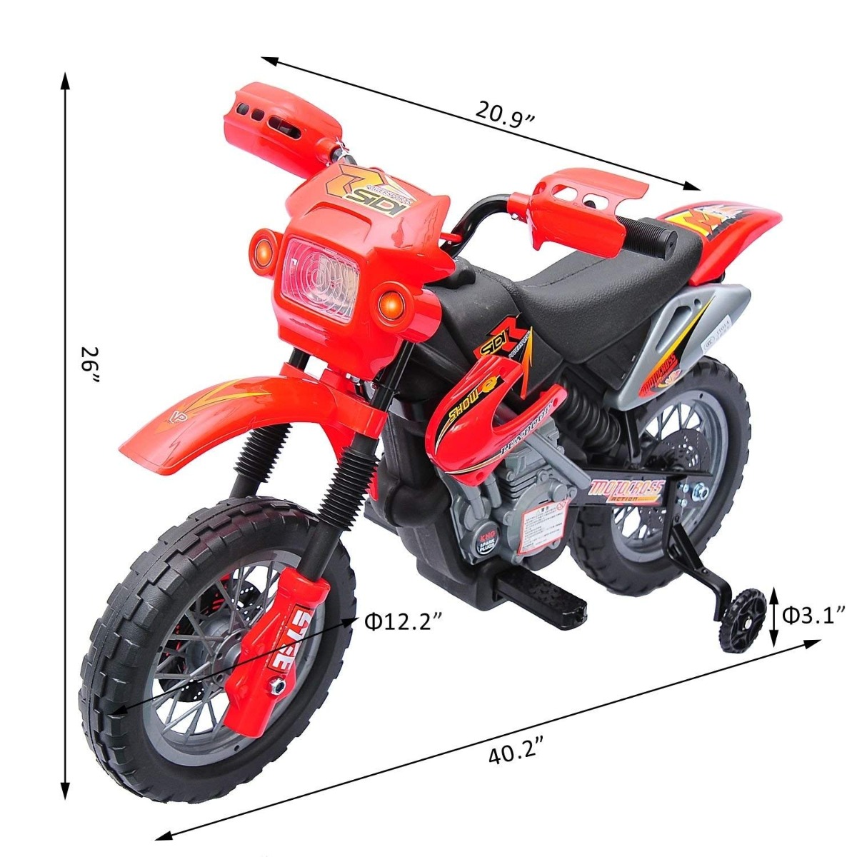 Maboto 6V Kids Electric Battery-Powered Ride-On Motorcycle Outdoor Recreation Dirt Bike Toy with Training Wheels for 3 - 6 Years Old - Red - image 4 of 7