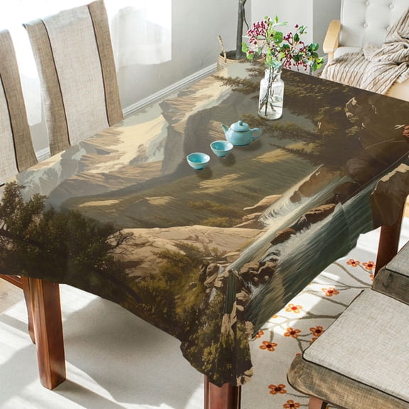 Yayeee Tablecloths for Rectangular Tables 54 x 54 inch Party Table Cover, Snow Mountains