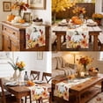 thumbnail image 5 of White Green Pumpkins Fall Table Runner 70 Inches Long - Thanksgiving Floral Vintage Kitchen Dining Burlap Linen Tablerunner for Small/Round/Square/Wedding/Coffee/Dining Table Party Décor 13 x 70, 5 of 9