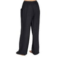 thumbnail image 4 of LUXUR Ladies Leggings Solid Color Bottoms Pockets Yoga Pants Long Jeggings Drawstring Trousers Black M, 4 of 7