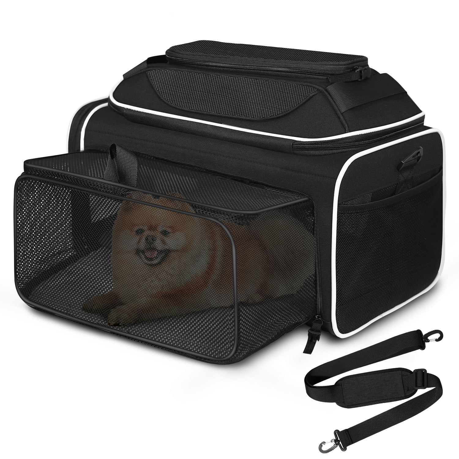 PETSKD Airline Approved Pet Carrier, 17x12x8.5 inches Soft Pet Travel Carrier, Top and Side Expandable Cat Carrier with Fleece Pad for 1-10 lbs Cats, Puppy and Small Dogs, Black - Walmart.com PETSKD Airline Approved Pet Carrier, 17x12x8.5 inches Soft Pet Travel Carrier, Top and Side Expandable Cat Carrier with Fleece Pad for 1-10 lbs Cats, Puppy and Small Dogs, Black - Walmart.com