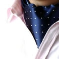 thumbnail image 2 of Ascot Tie Necktie Scarf Neckerchief Men Wedding Business Work Gifts All 3 Colors Blue, 2 of 6