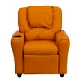 thumbnail image 6 of Emma + Oliver Orange Vinyl Kids Recliner with Cup Holder and Headrest, 6 of 7
